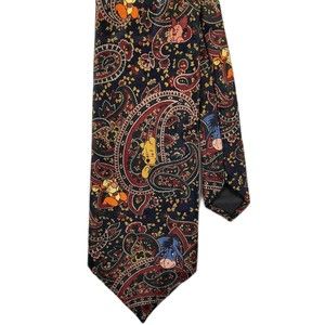 Vintage Disney Winnie the Pooh Piglet Tigger Eeyore Paisley Men's Necktie Tie